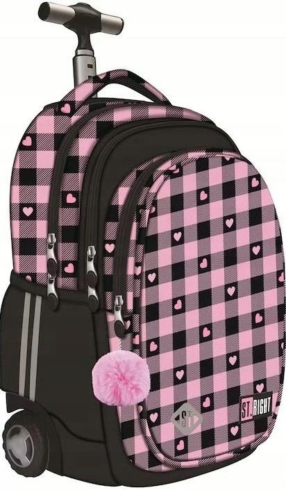 Ruksak na kolieskach TB1 Pink Checkered s 4 priehradkami